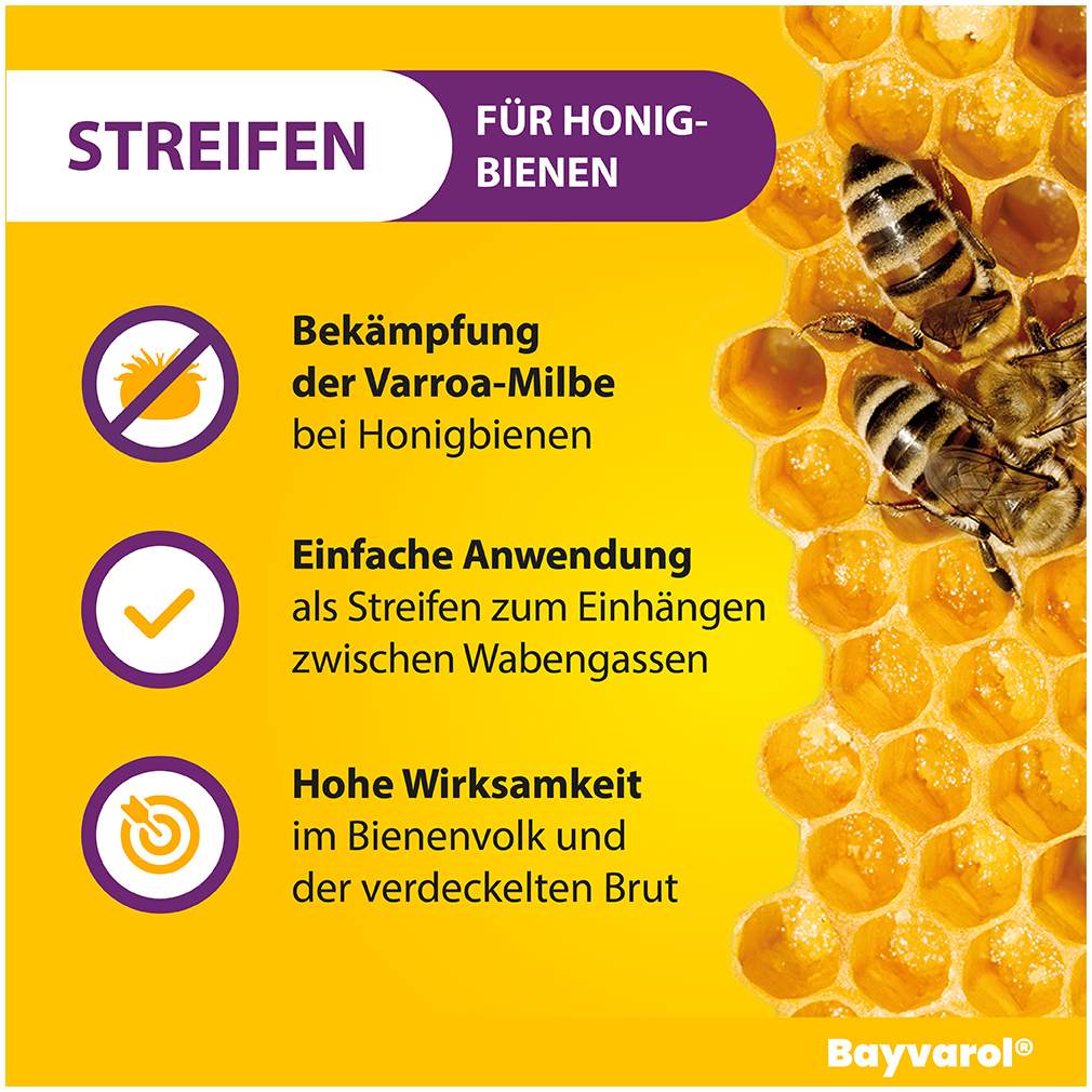 Bayvarol 3,6 mg Streifen für Honigbienen 3 x 5 x 4 Strips