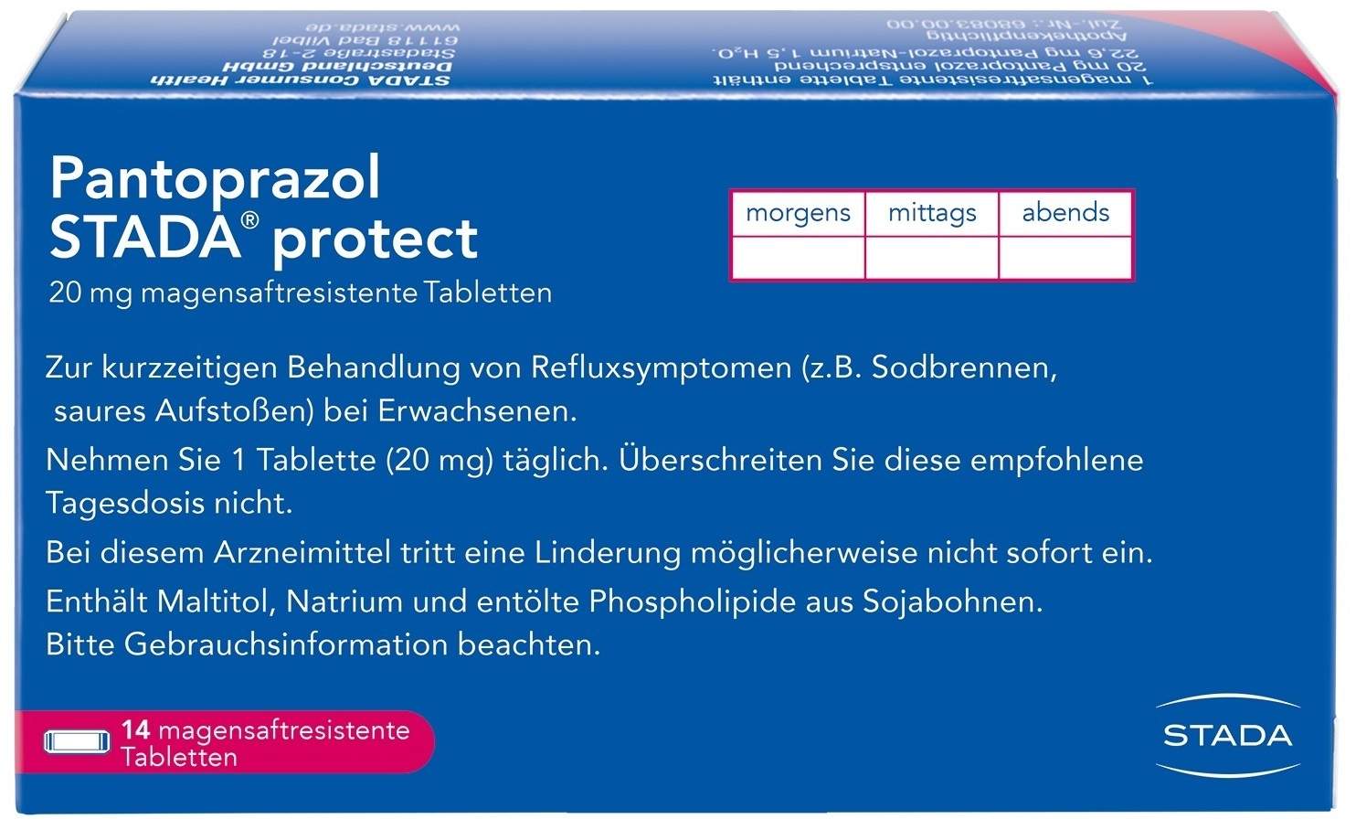 Pantoprazol Stada protect 20 mg 14 magensaftresistente Tabletten