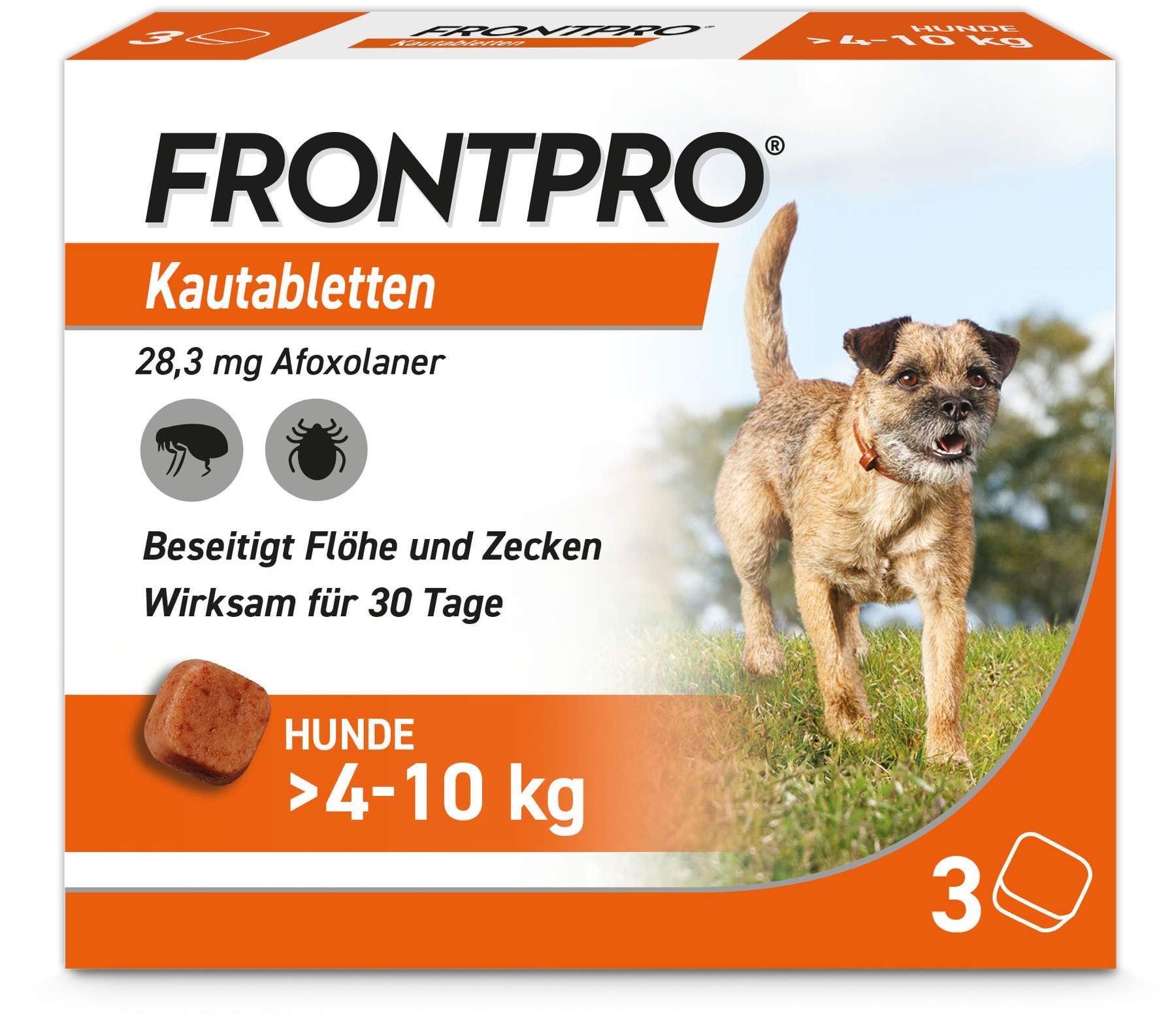 Frontpro 28,3 mg für Hunde 4-10 kg 3 Kautabletten