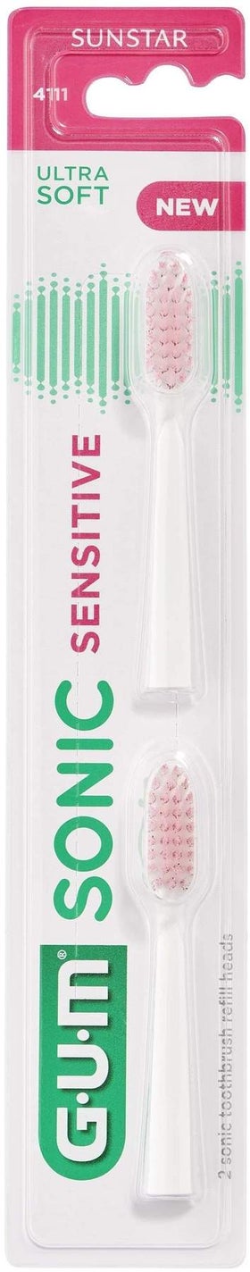 Gum Sonic Sensitive Ersatzbürstenköpfe Weiß 2 Stück