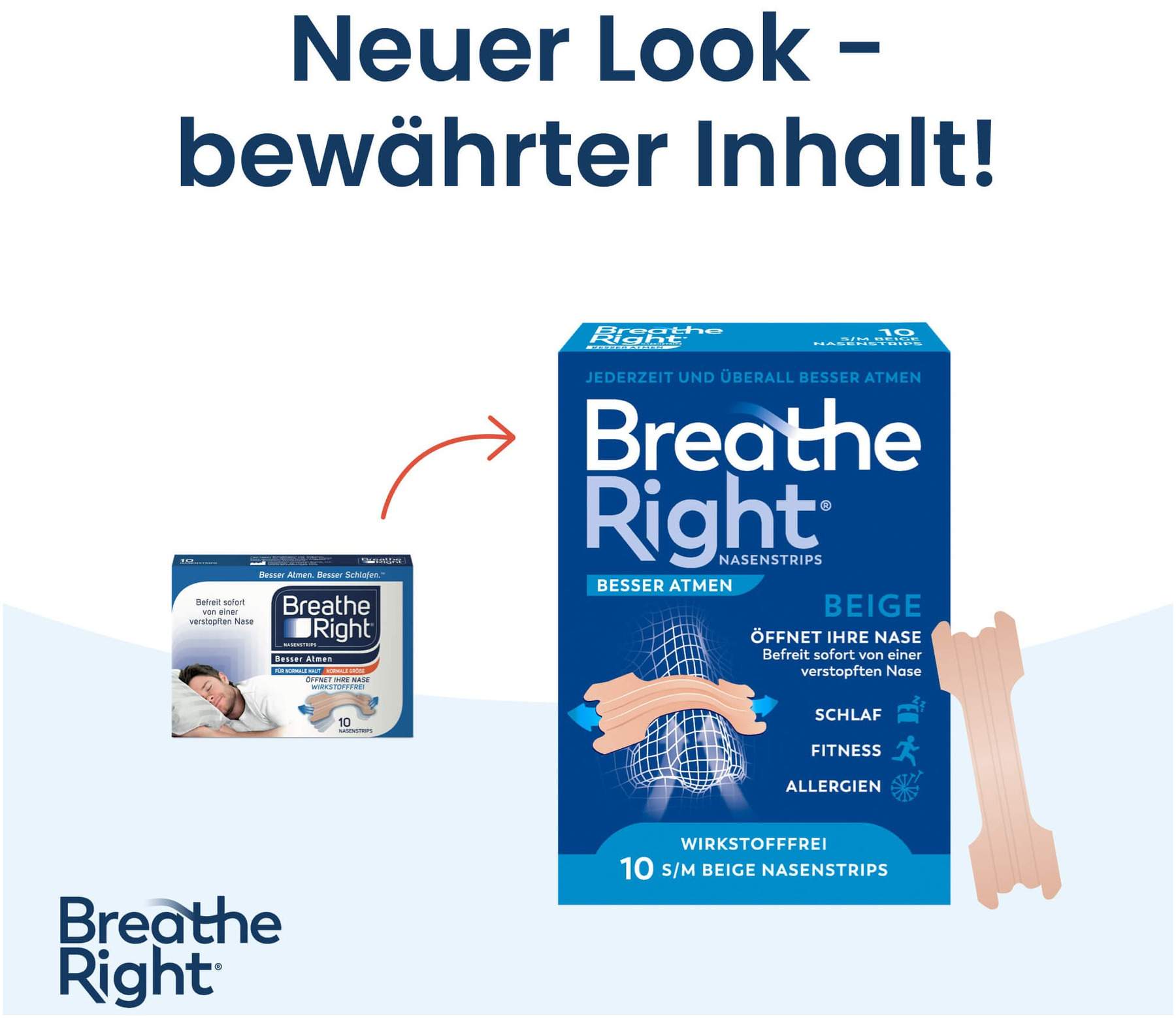 Besser Atmen Breathe Right 10 Nasenpflaster normal beige
