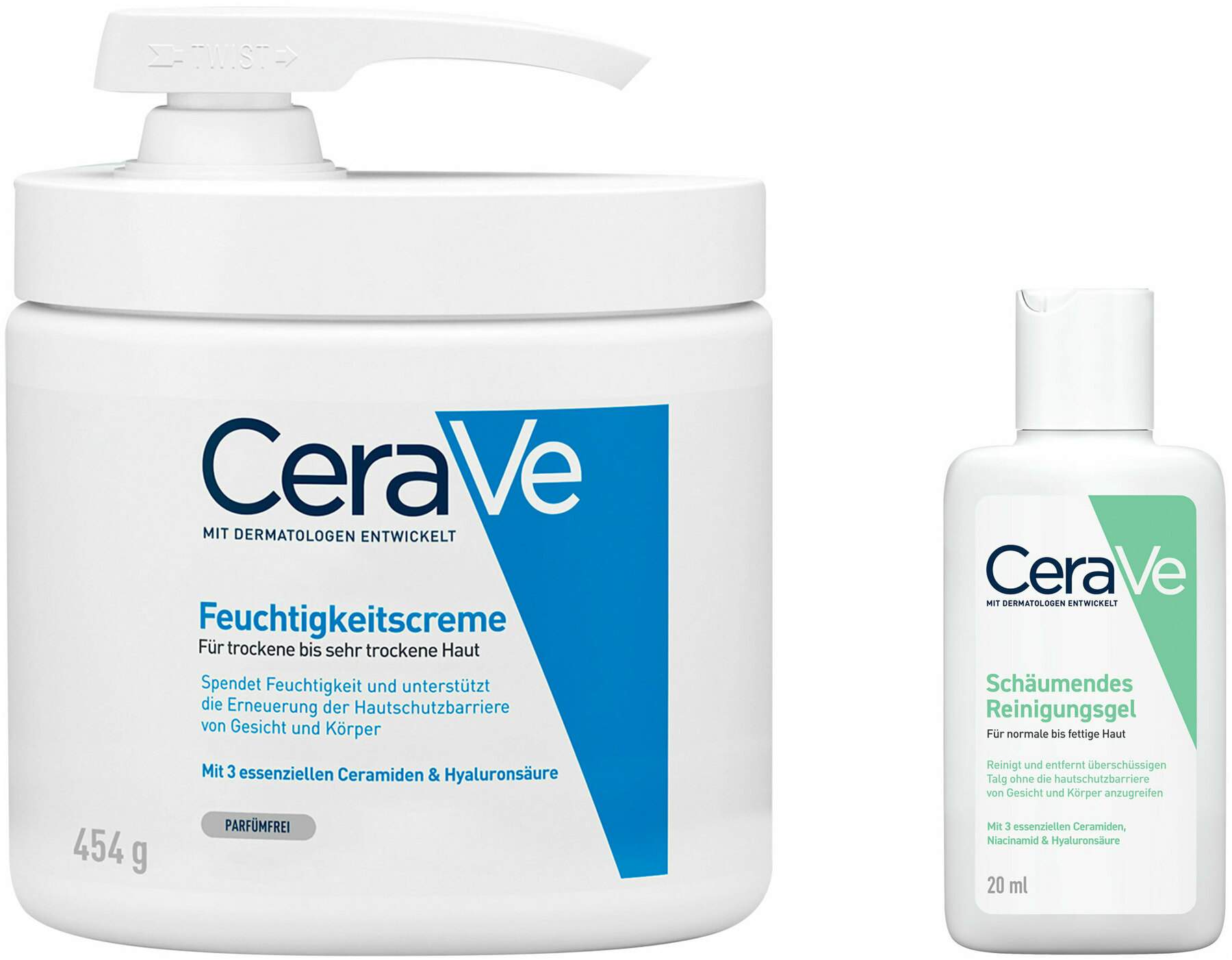 CeraVe Feuchtigkeitscreme Pumpe 454 g + gratis CeraVe Schäumendes Reinigungsgel 20 ml