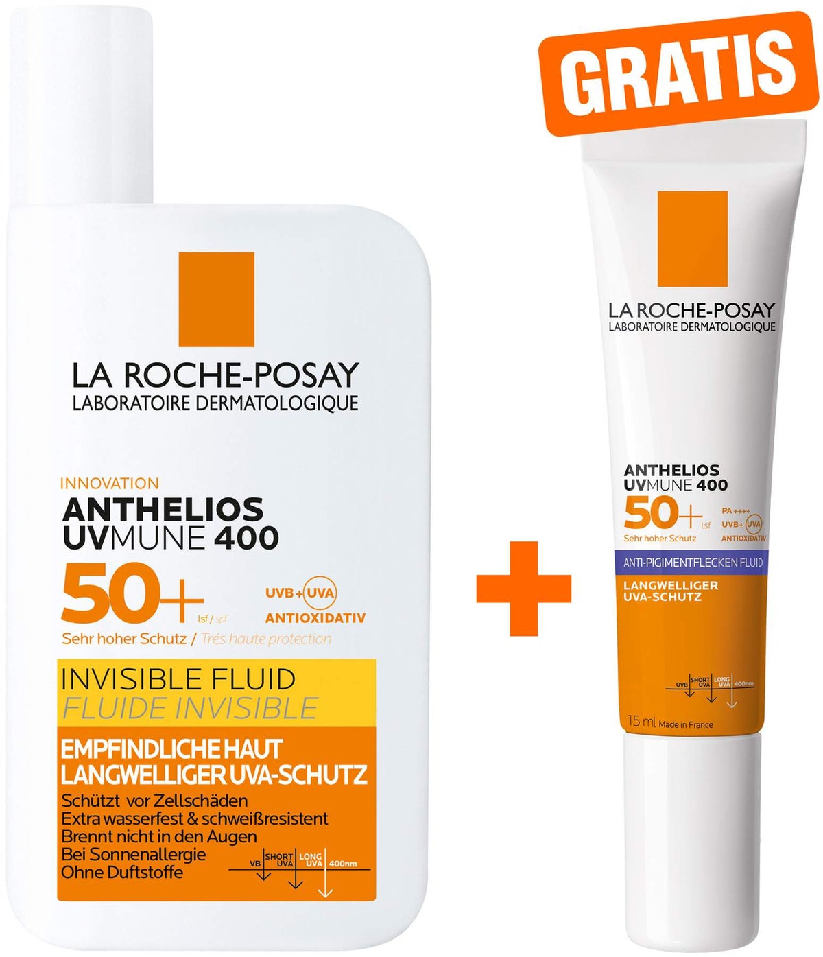 La Roche Posay Anthelios UVMune 400 Invisible Fluid LSF 50+ + gratis La Roche Posay Anti-Pigment Fluid 15 ml