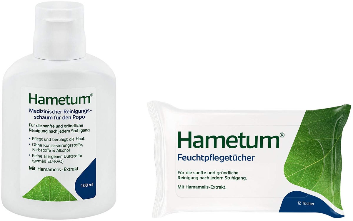 Hametum Medizinischer Reinigungsschaum 100 ml + Feuchtpflegetücher 12 Stück