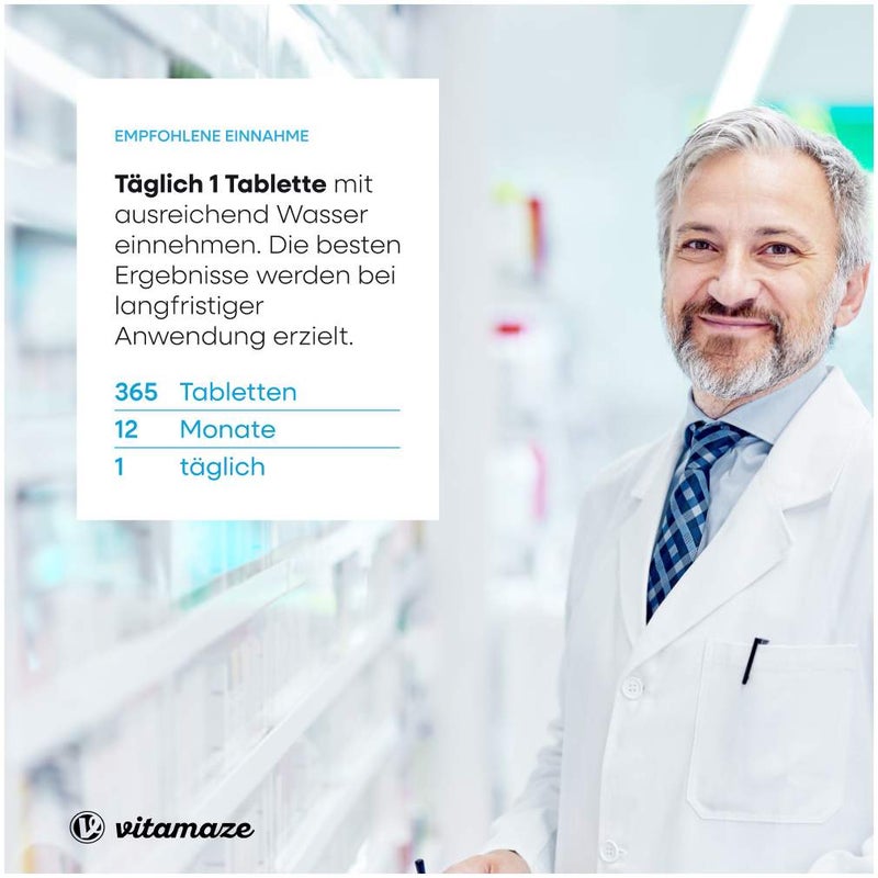 Biotin 10 mg Hochdosiert + Zink + Selen 365 Tabletten