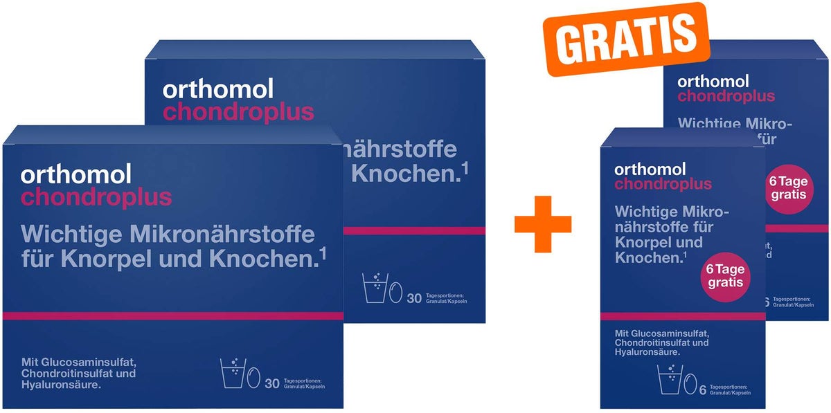 Orthomol Chondroplus Granulat und Kapseln 2 x 30 Beutel + gratis 6 Beutel