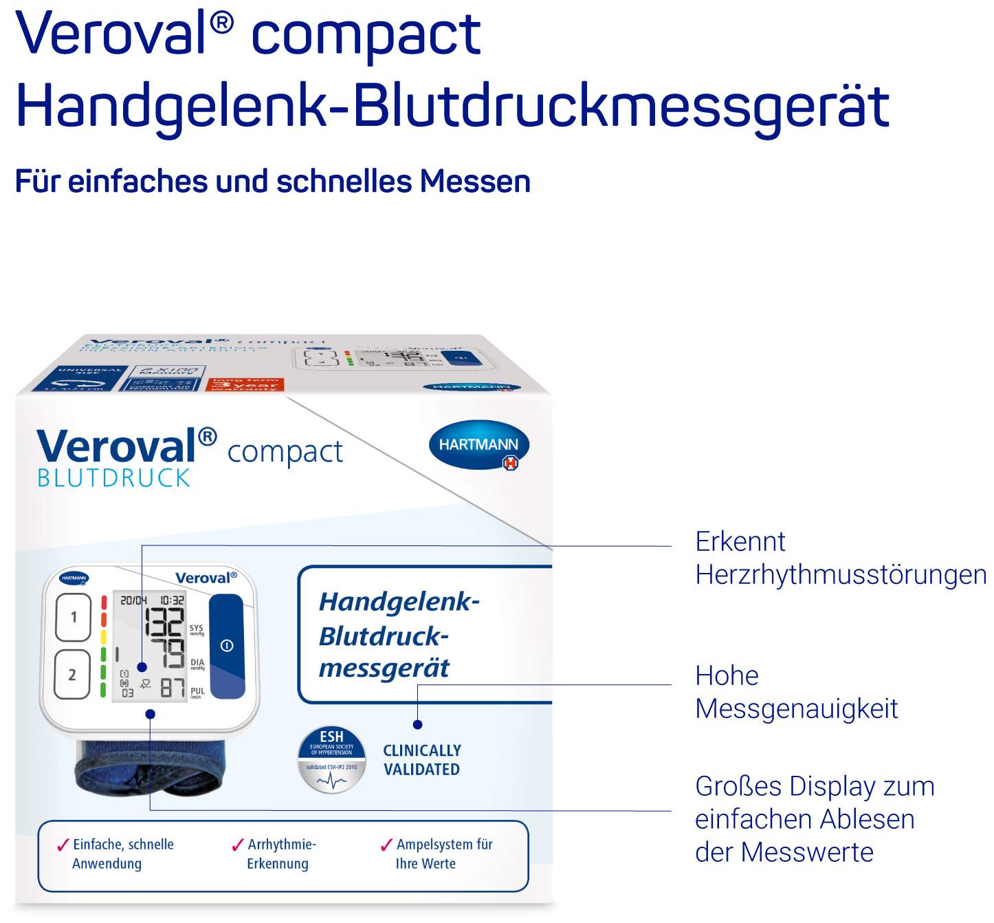 Veroval Compact Handgelenk Blutdruckmessgerät 1 Stück