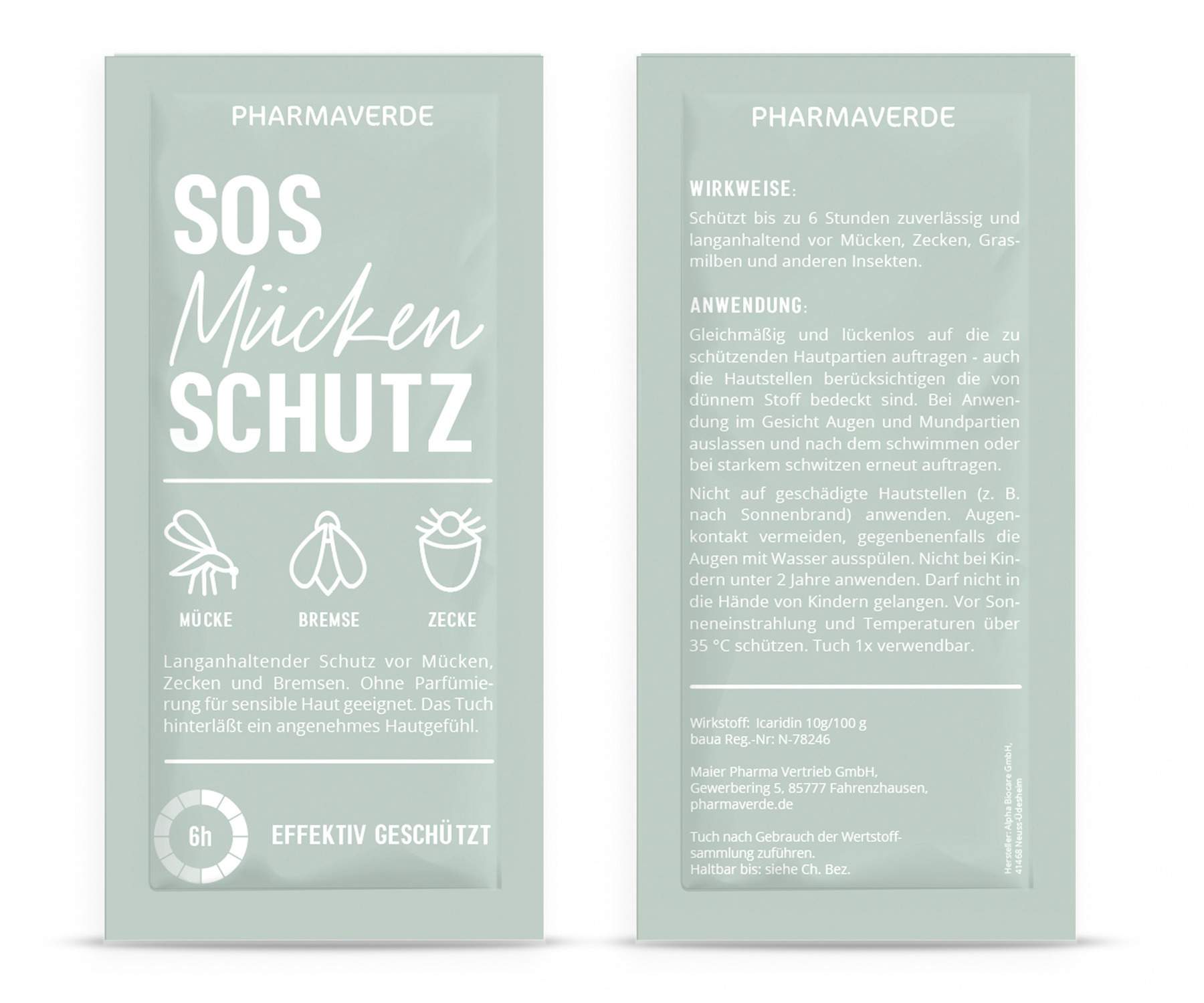 Pharmaverde SOS Mückenschutztuch 7 x 14 cm