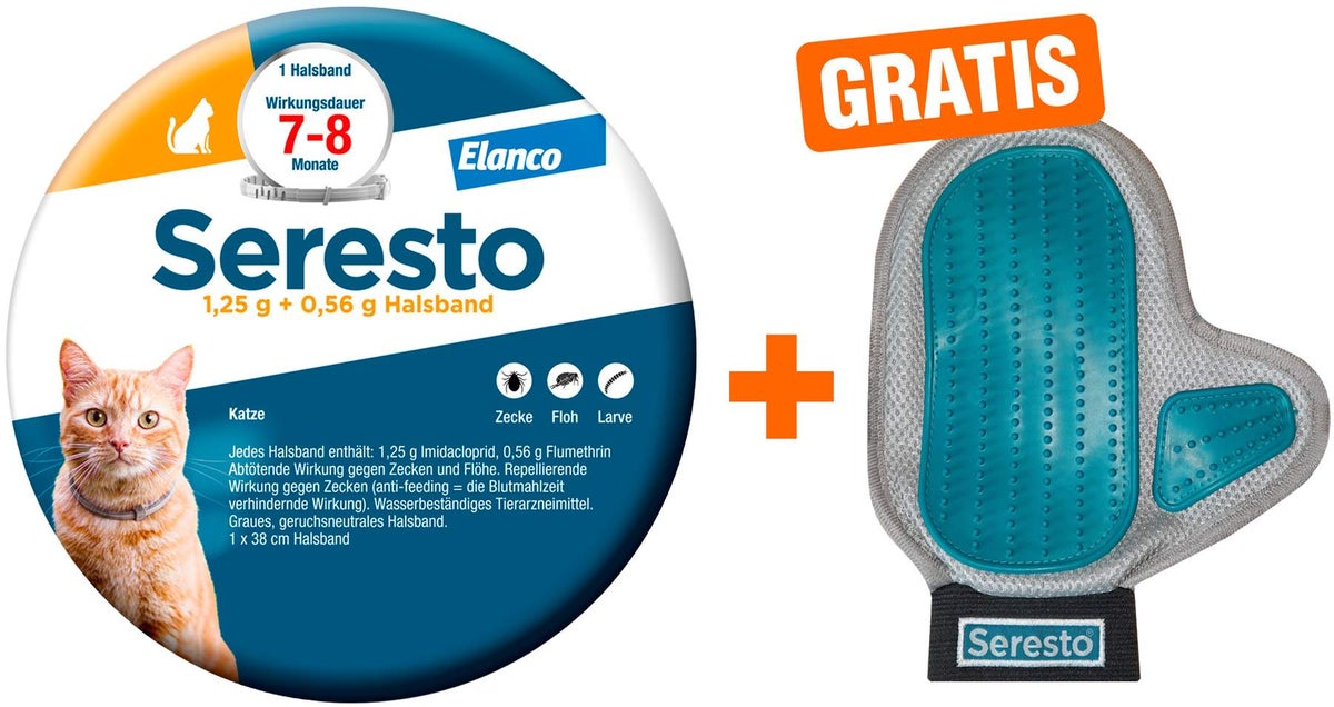 Seresto Halsband für Katzen 2 x 1 Stück + gratis Pflegehandschuh
