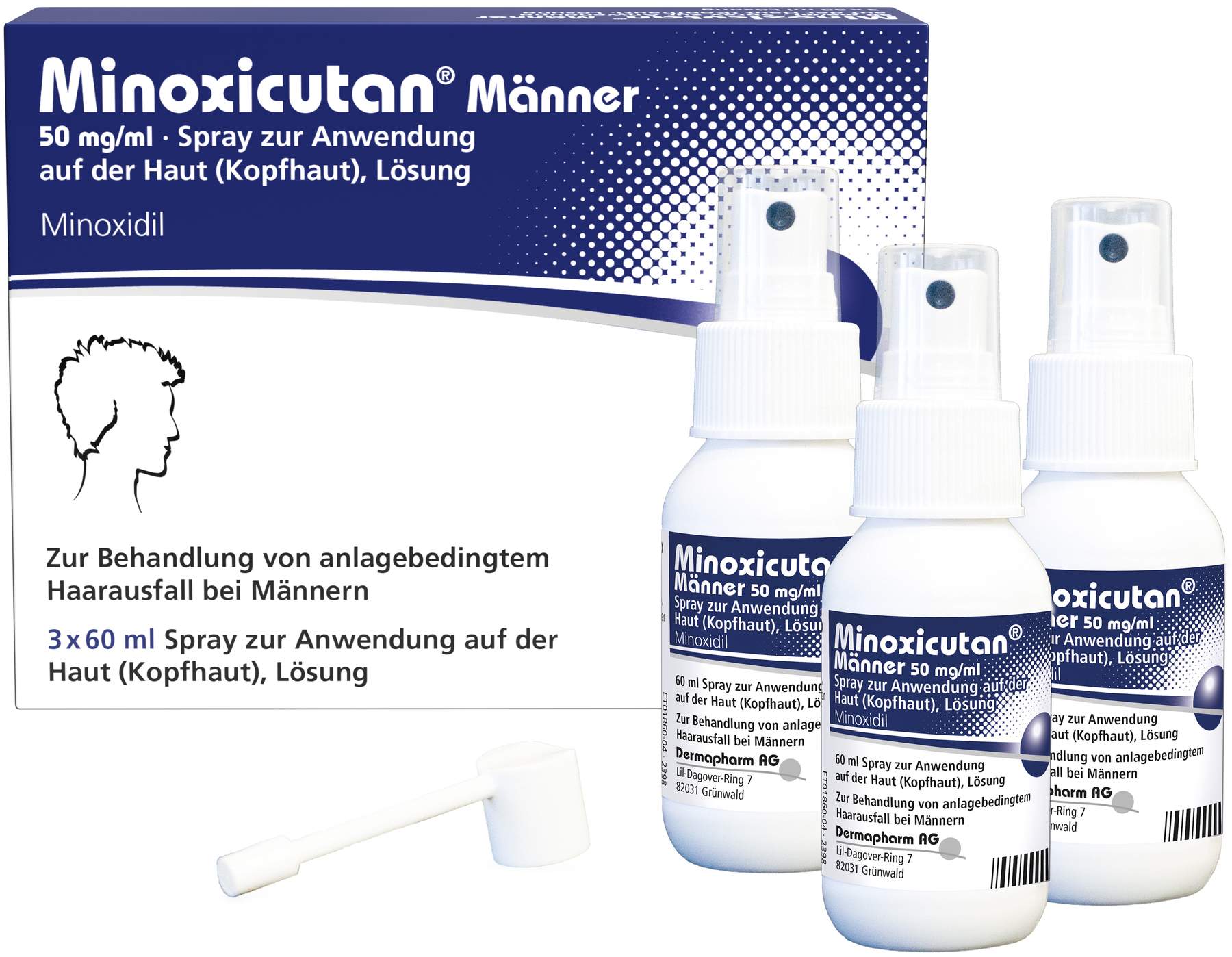 Minoxicutan Männer 50 mg je ml Spray 3 x 60 ml