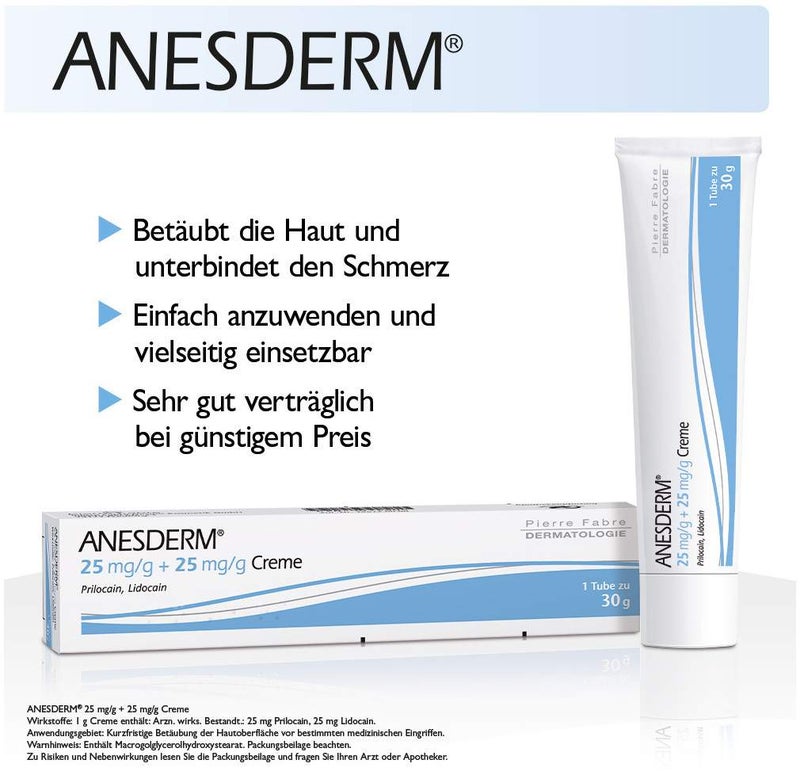 Anesderm 25 mg Pro G + 25 mg Pro G 5g Creme + 2 Pflaster