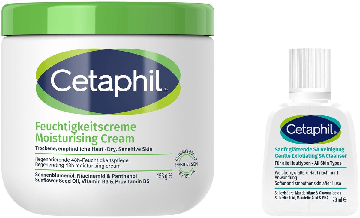 Cetaphil Feuchtigkeitscreme 453 g + gratis Cetaphil sanft glättende SA Reinigungslotion 29 ml