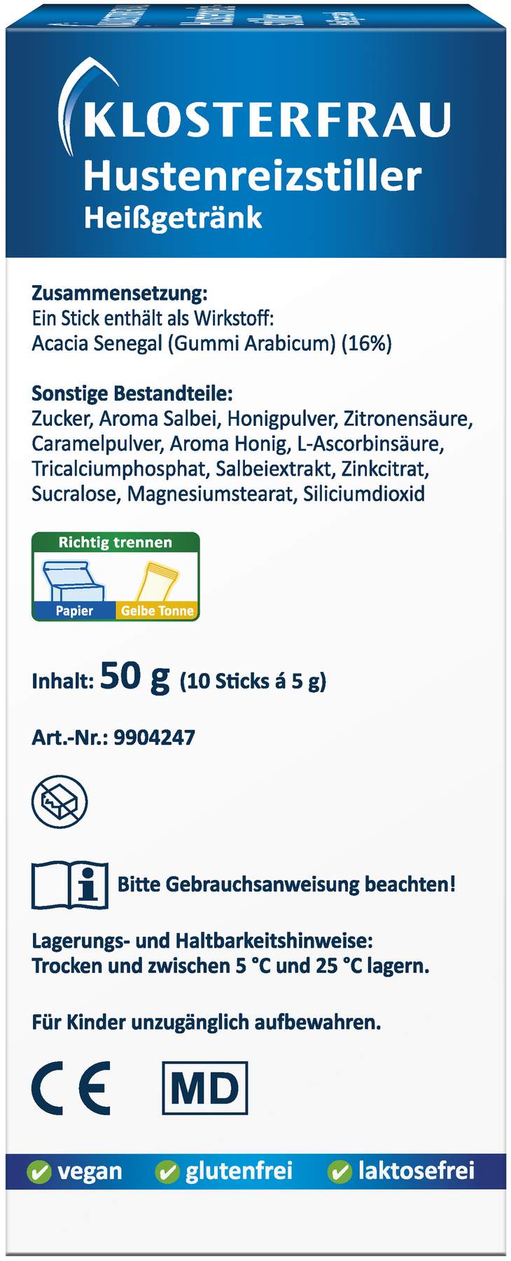 Klosterfrau Hustenreiz-Stiller Heißgetränk 10 Sticks a 5 g