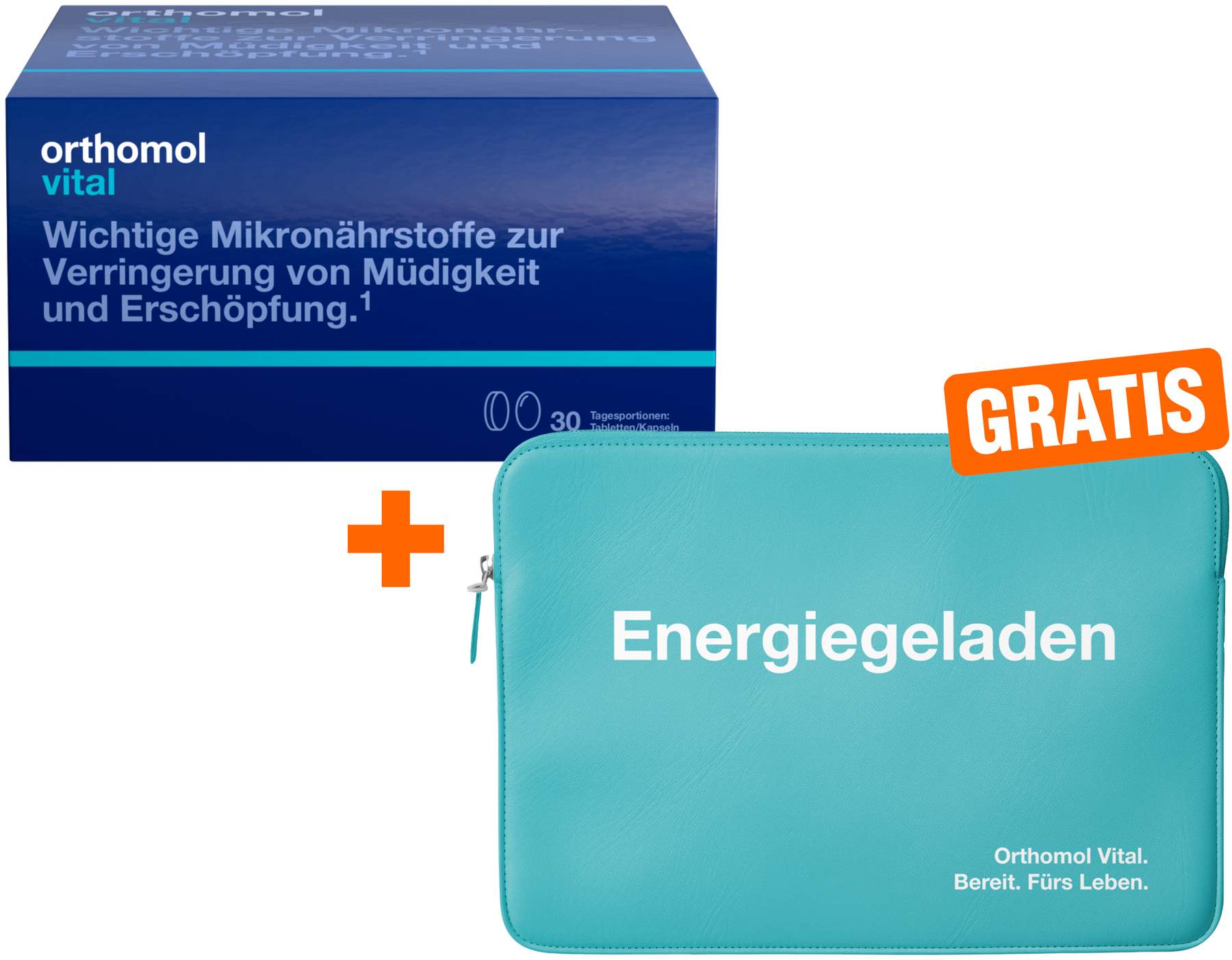 Orthomol Vital Tabletten-Kapseln 30 Tagesportionen 1 Kombipackung + gratis Laptop-Tasche 1 Stück