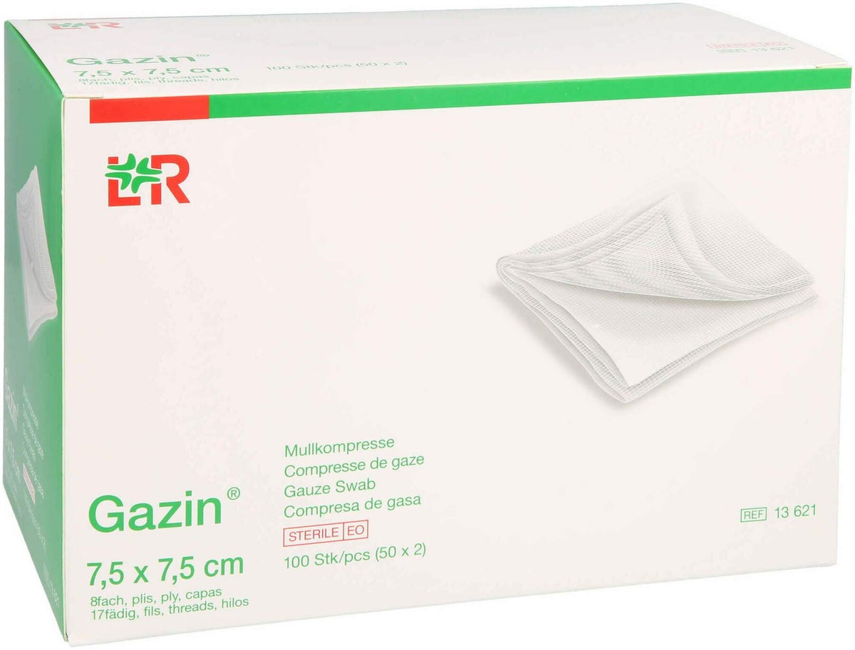 Gazin Mullkompressen 7,5 X 7,5 cm Steril 8fach 50 X 2 Stück