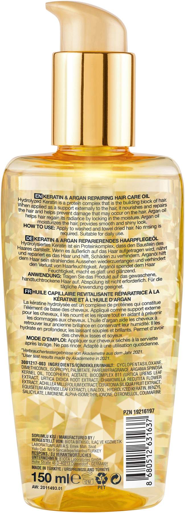 Bioxcin Keratin & Argan Haarpflegeöl 150 ml
