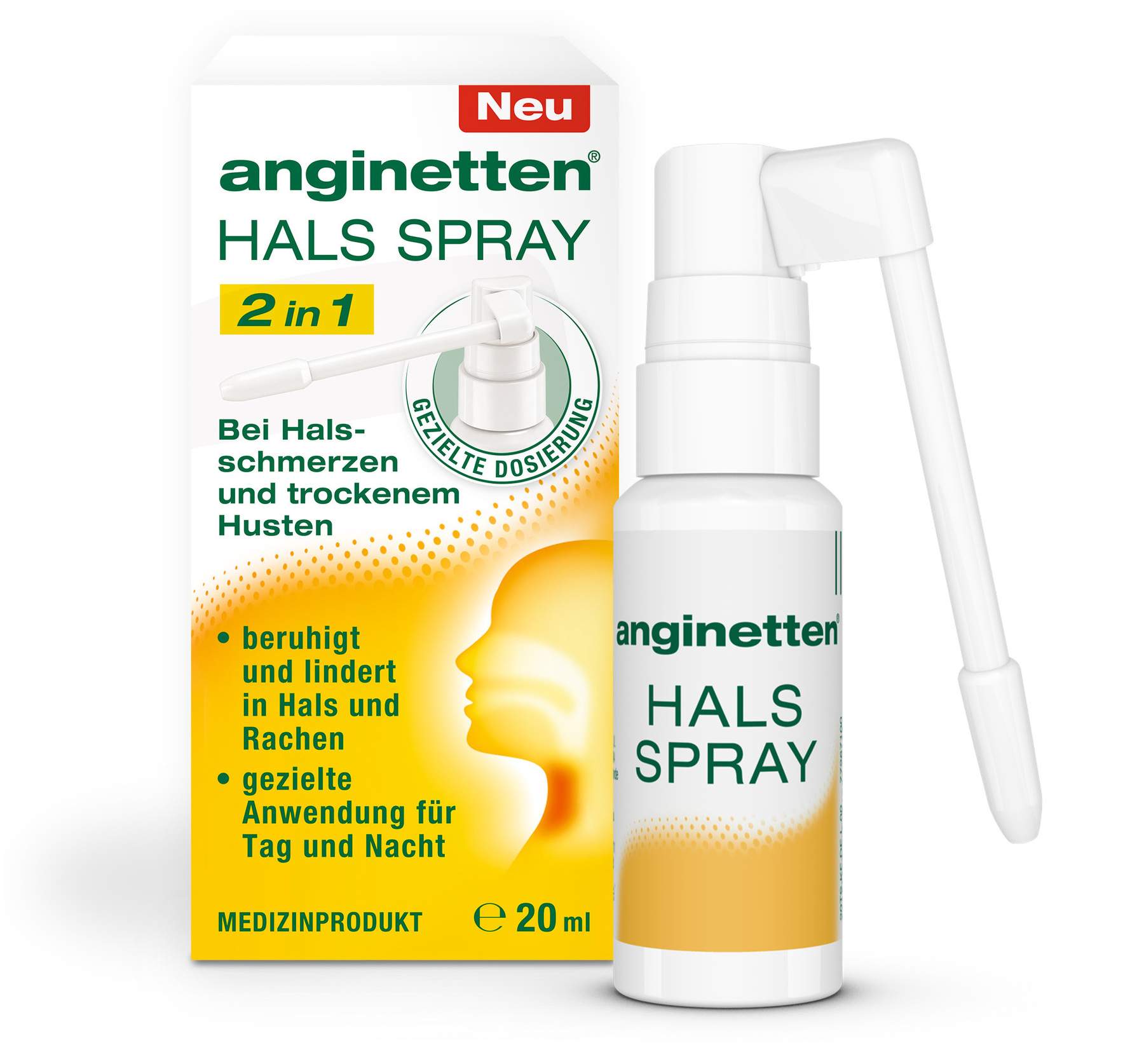 Anginetten Halsspray 2 in 1 Erwachsene 20 ml Spray