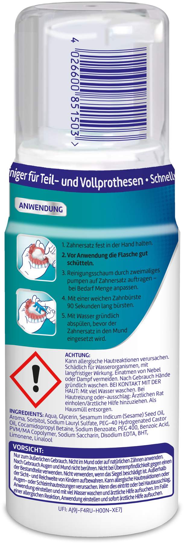 Corega Purfrisch Reinigungsschaum 125 ml