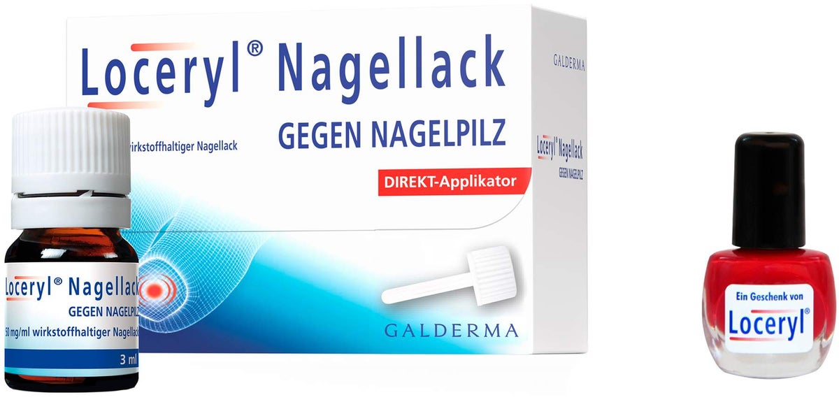 Loceryl Nagellack gegen Nagelpilz 3 ml Direktapplikator + gratis Nagellack rot 1 Stück