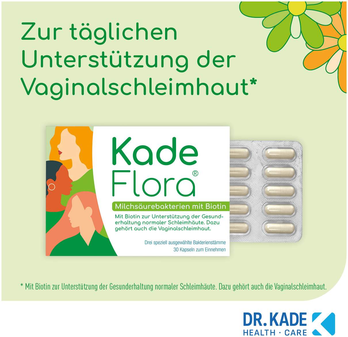 Kadeflora Milchsäurebakterien mit Biotin 30 Kapseln