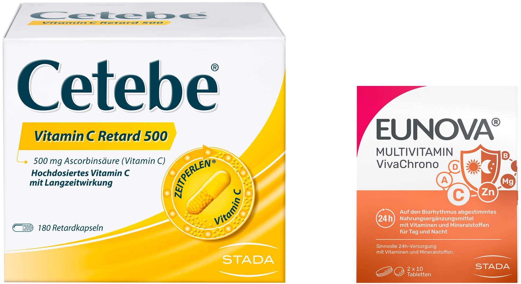 Cetebe Vitamin C Retardkapseln 500mg 180 Stück + gratis Eunova VivaChrono 2 x 10 Tabletten