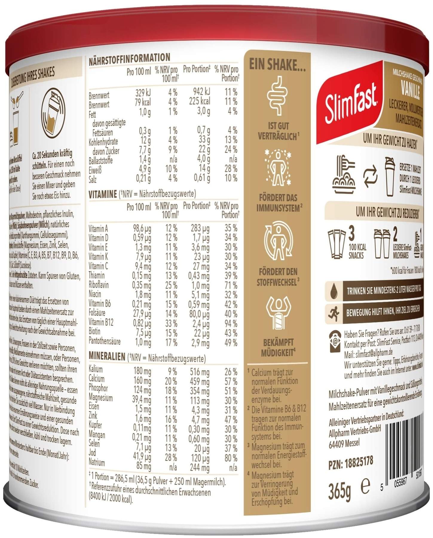 Slim Fast Pulver Vanille 365 g