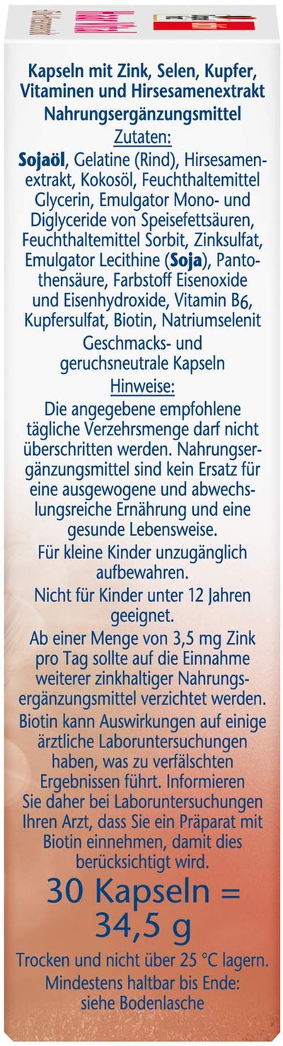 Doppelherz Aktiv Haar Vital + Zink + Hirsesamenextrakt 30 Kapseln
