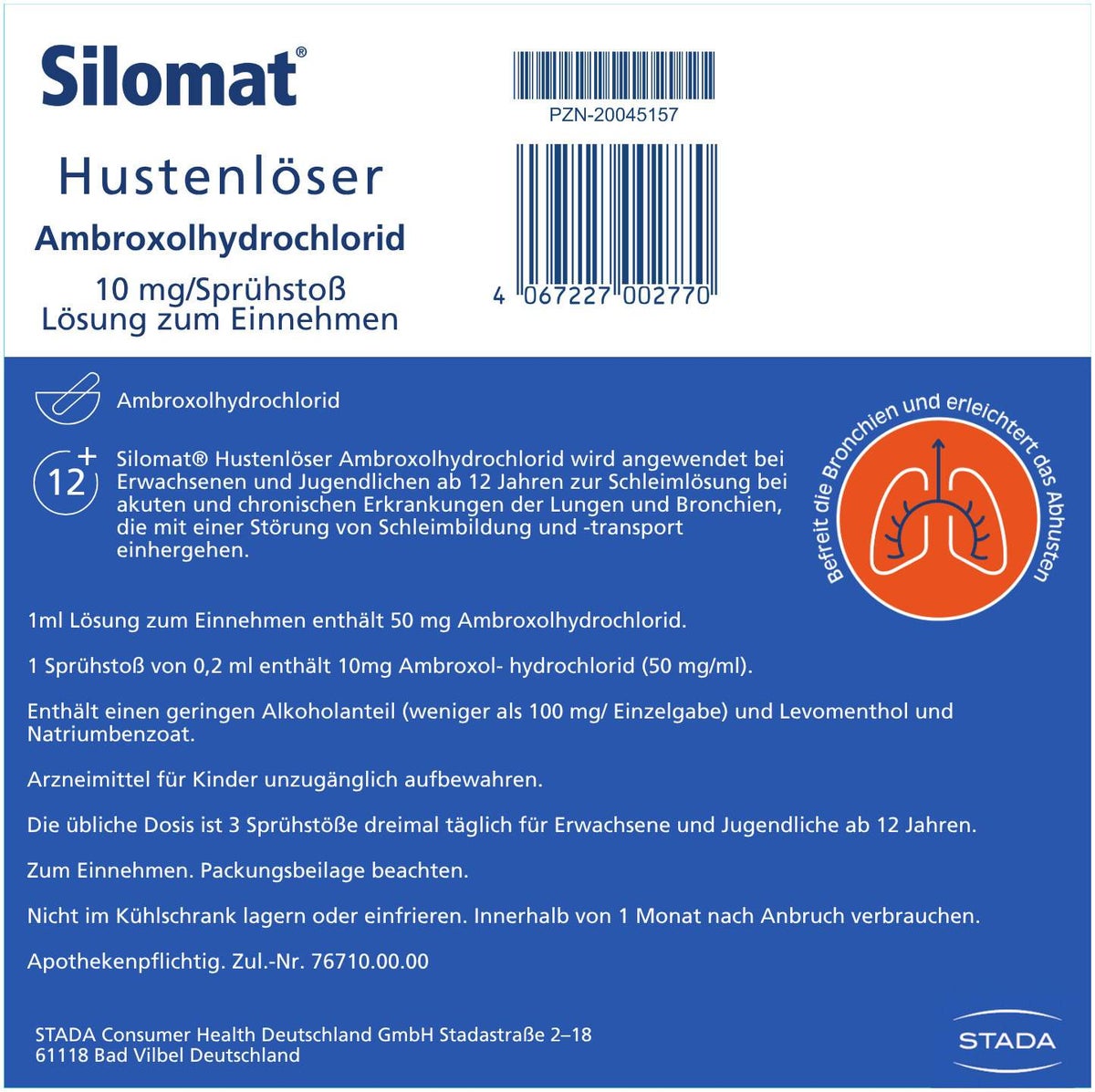 Silomat 10 mg Hustenlöser Spray mit Ambroxolhydrochlorid