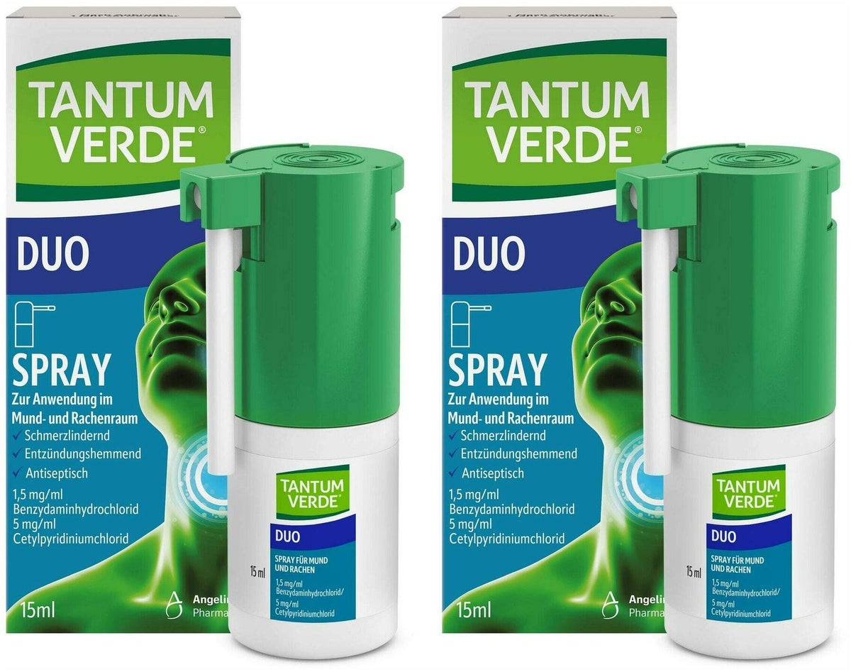 Tantum Verde Duo 1,5 mg je ml + 5 mg je ml Spray zur Anwendung in der Mundhöle 2 x 15 ml