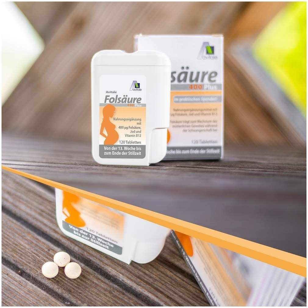 Folsäure 400 Plus B12 + Jod 120 Tabletten