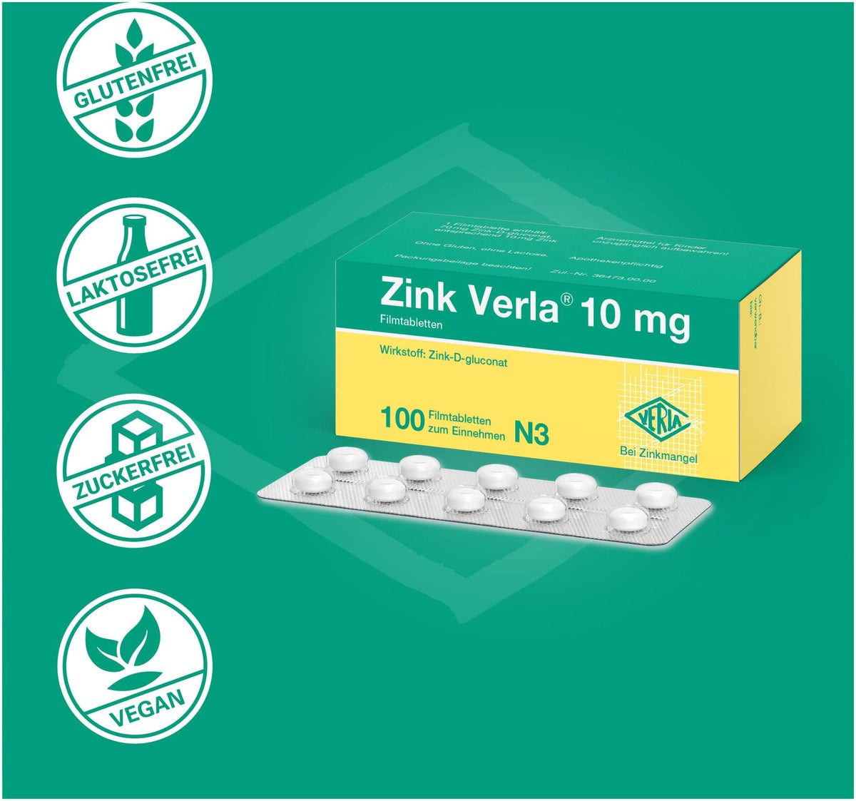 Zink Verla 10 mg 100 Filmtabletten
