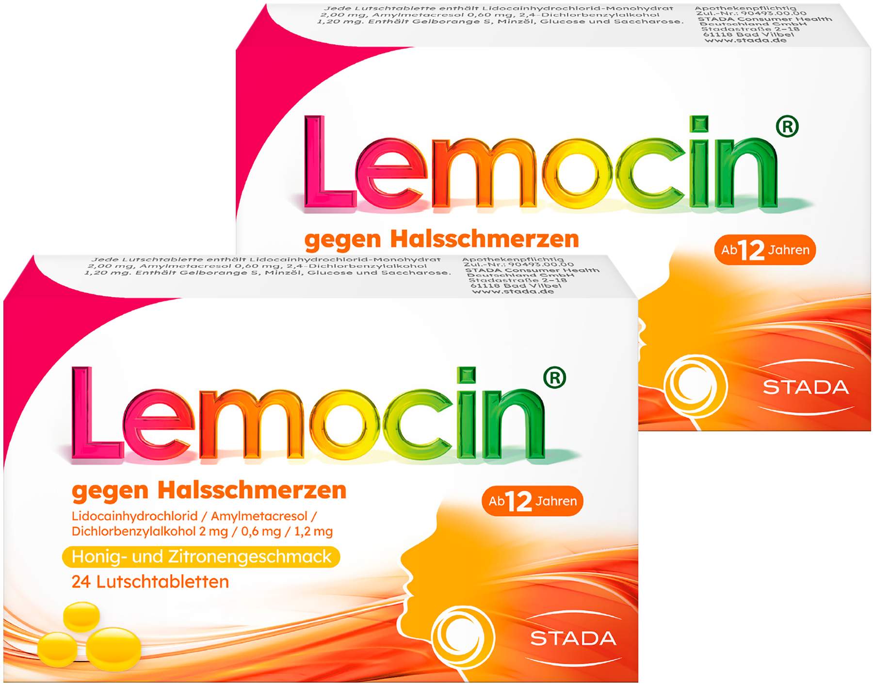 Lemocin gegen Halsschmerzen mit Honig-Zitronengeschmack 2 x 24 Lutschtabletten
