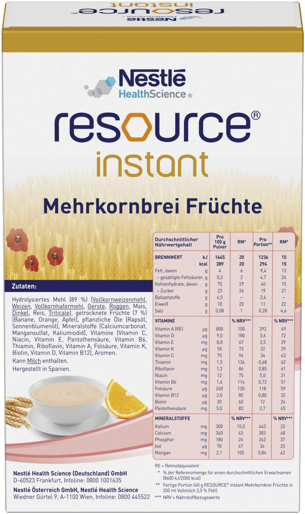 Resource Instant Mehrkornbrei Früchte 520 G