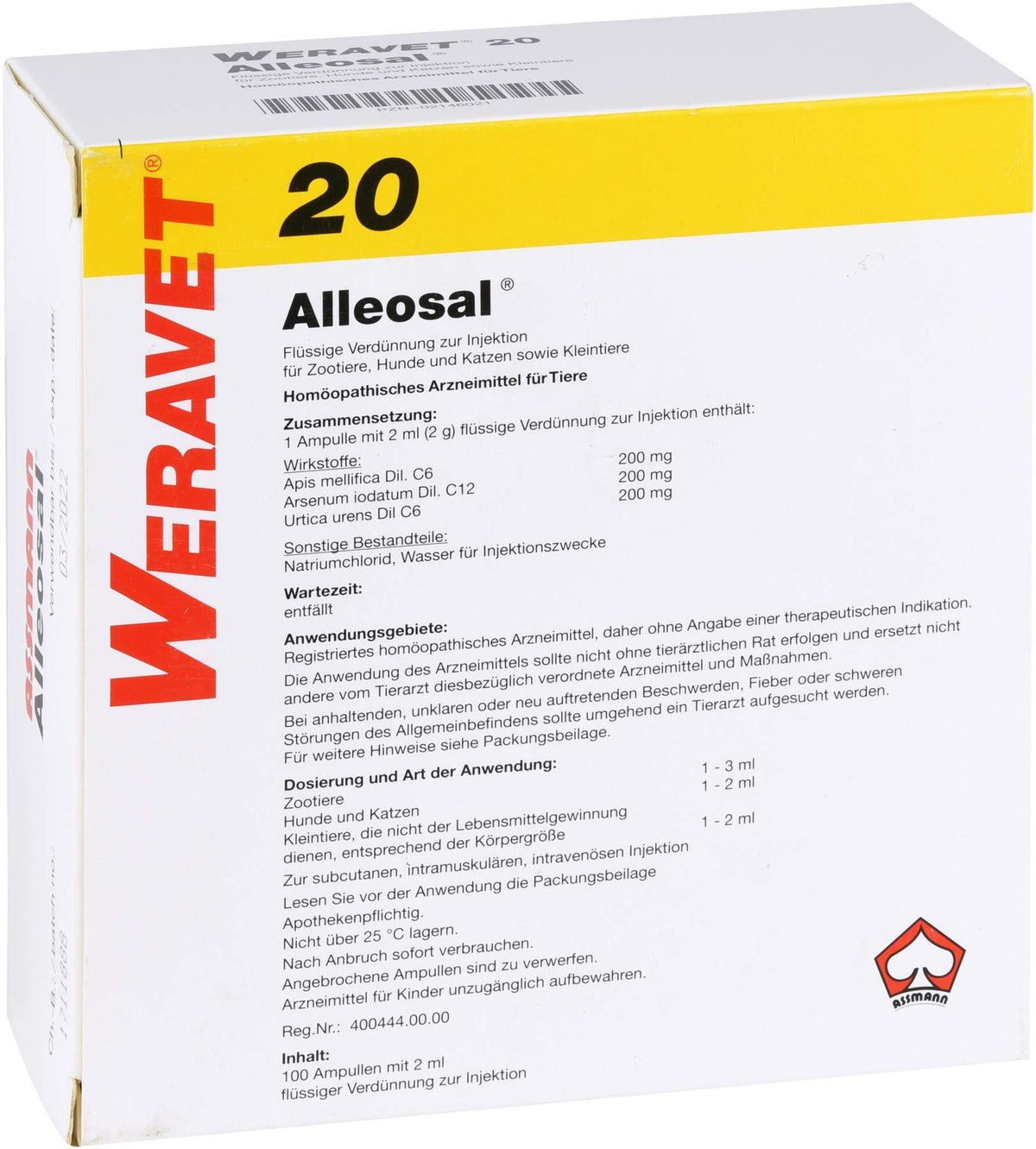 Alleosal 20 Vet 100 X 2 ml Ampullen