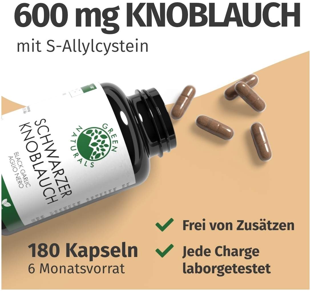 Green Naturals Schwarzer Knoblauch 600mg 180 Kapseln