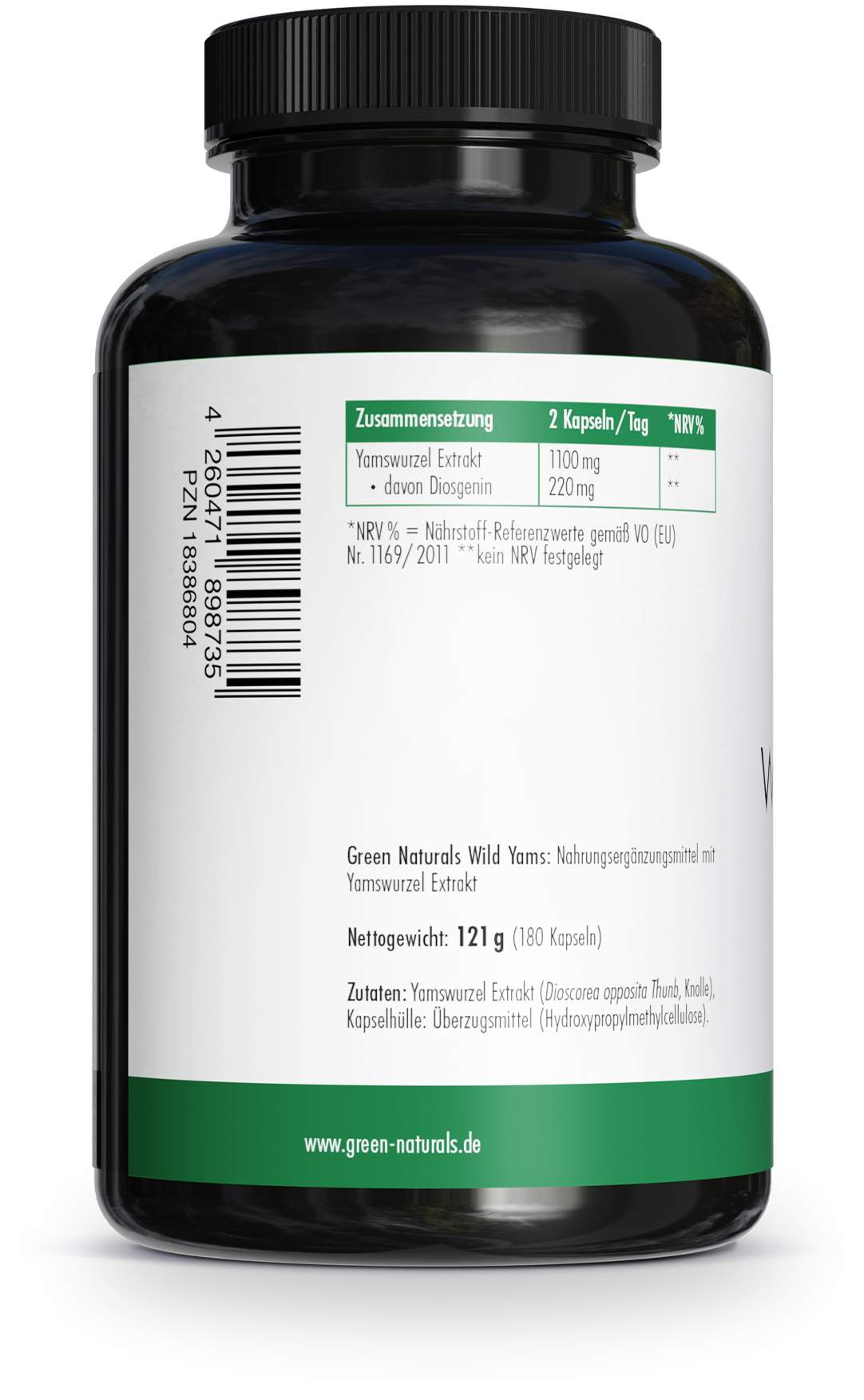 Green Naturals Wild Yams Hochdosiert 180 Kapseln