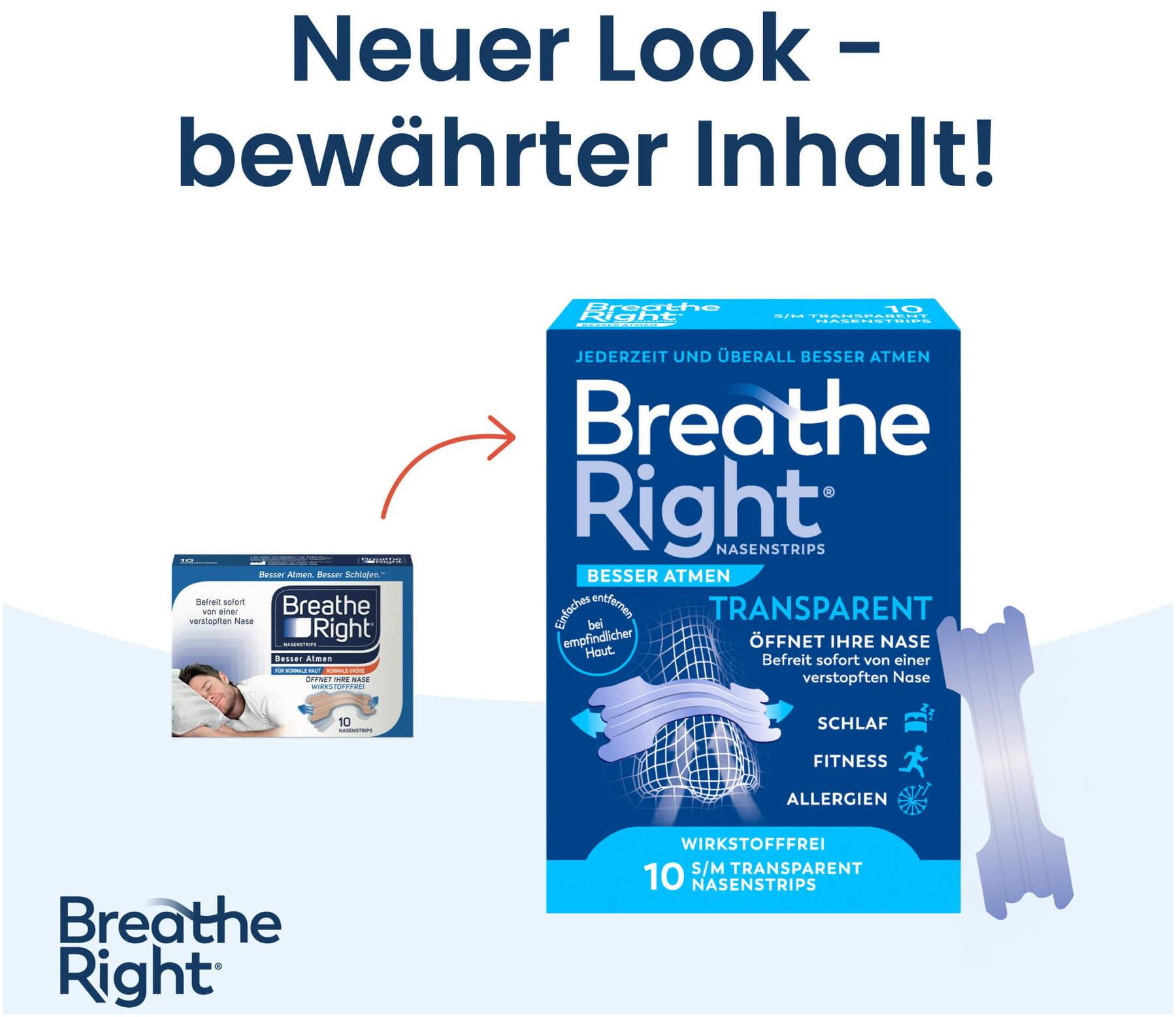 Besser Atmen Breathe Right Nasenpflaster Transparent Normal 10 Stück