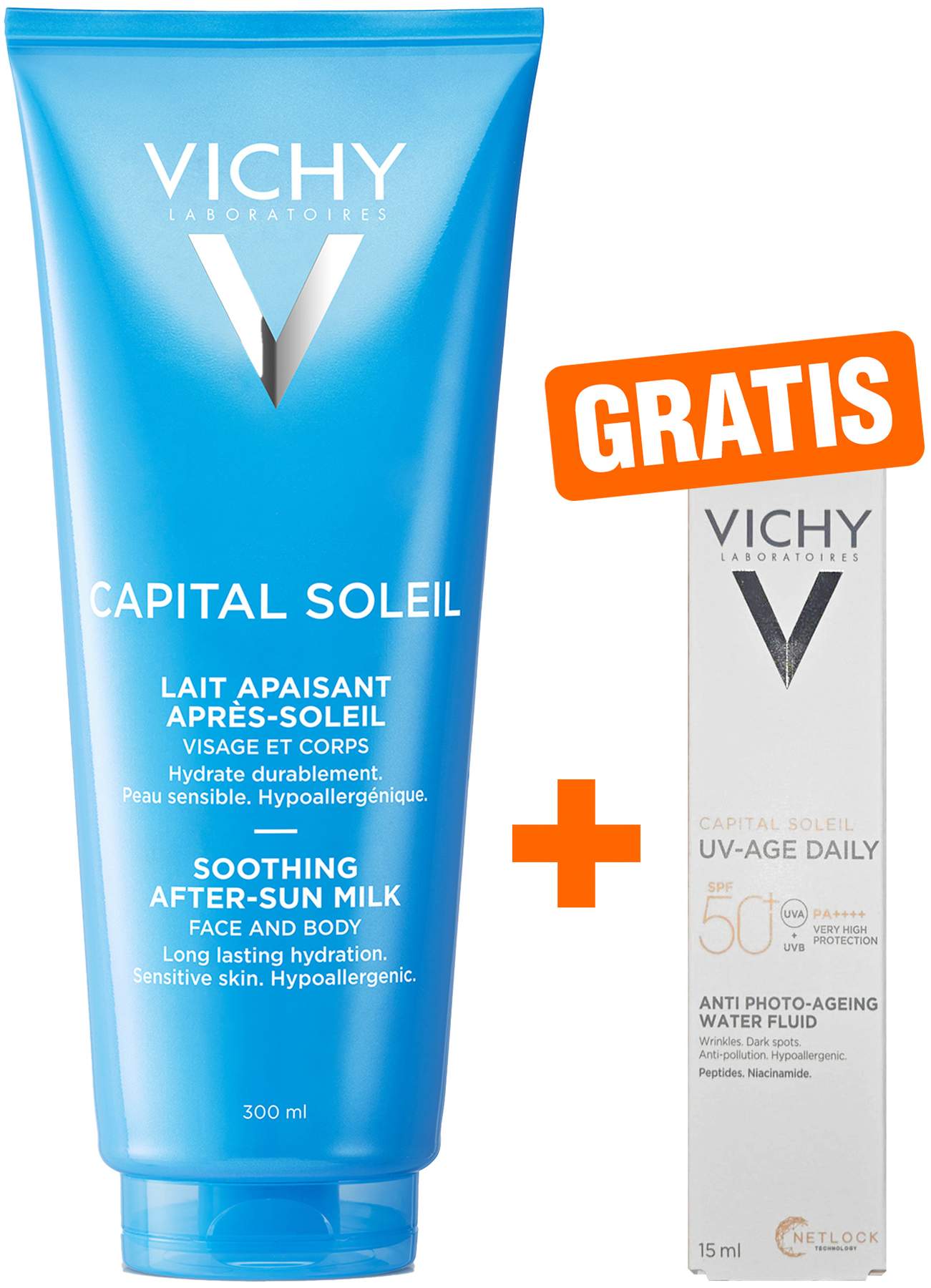 Vichy Capital Soleil nach der Sonne 300 ml Pflegemilch + gratis Vichy Capital Soleil UV-Age Daily LSF 50+ 15 ml