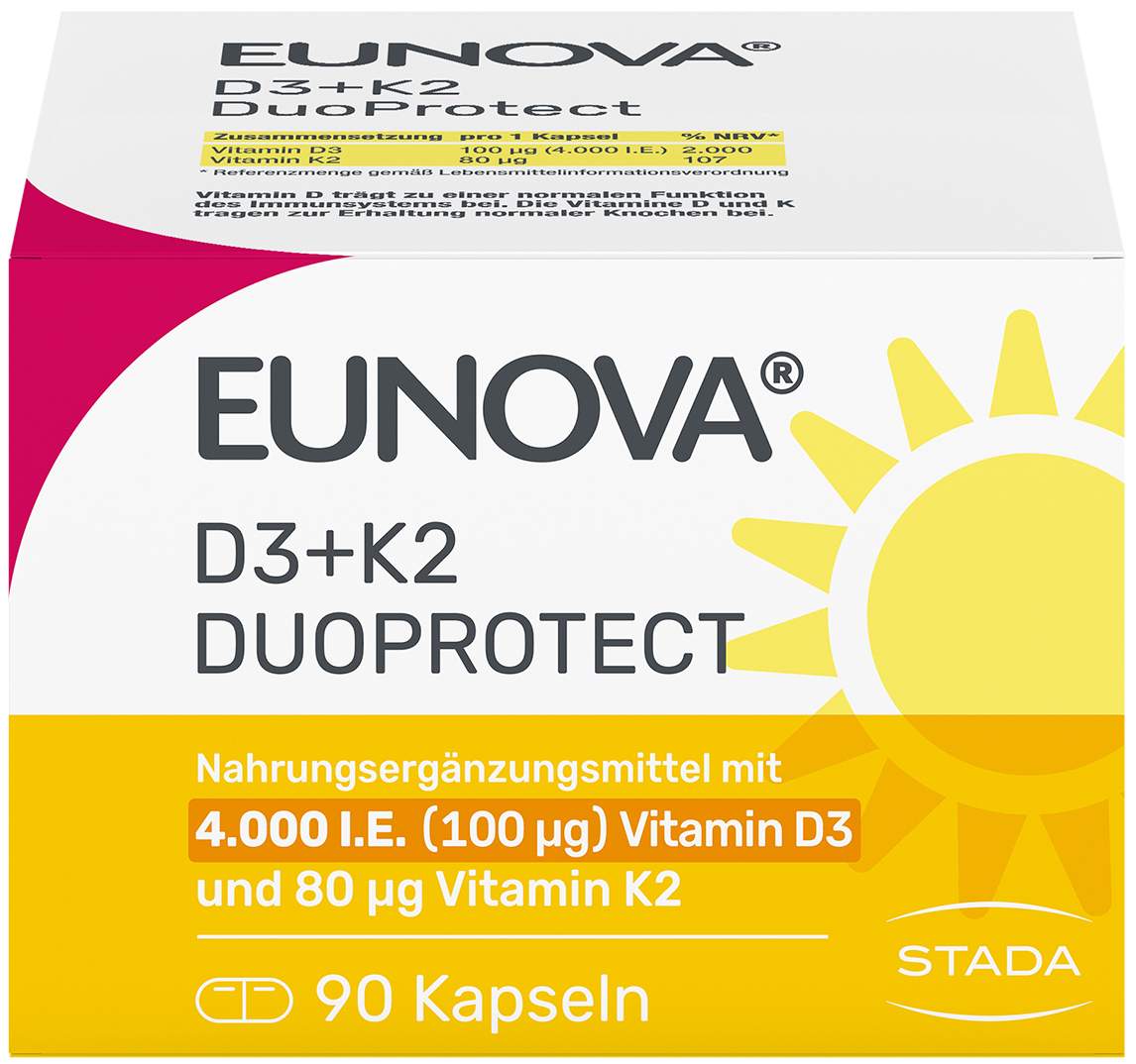 Eunova DuoProtect D3 + K2 4000 I.E. 90 Kapseln