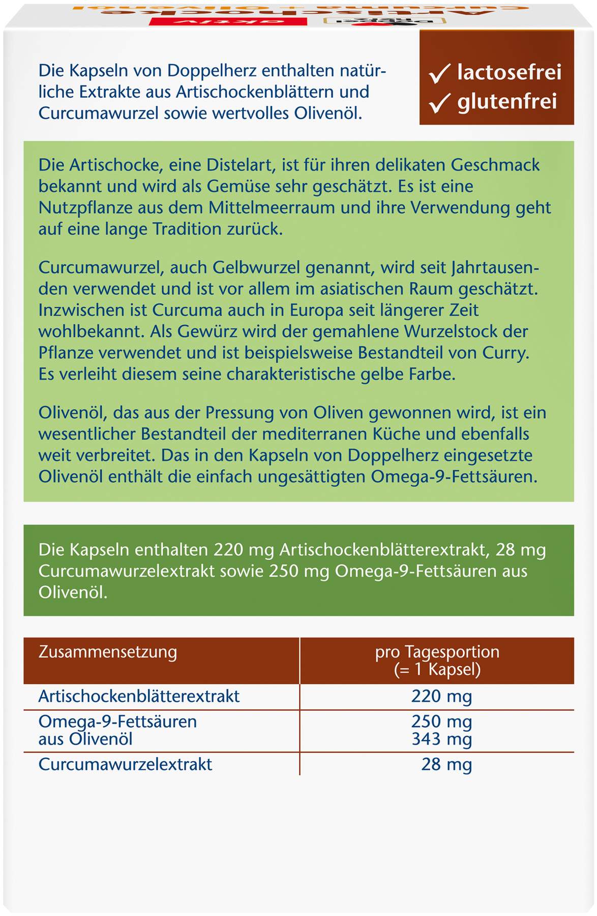 Doppelherz Aktiv Artischocke Curcuma + Olivenöl 100 Kapseln