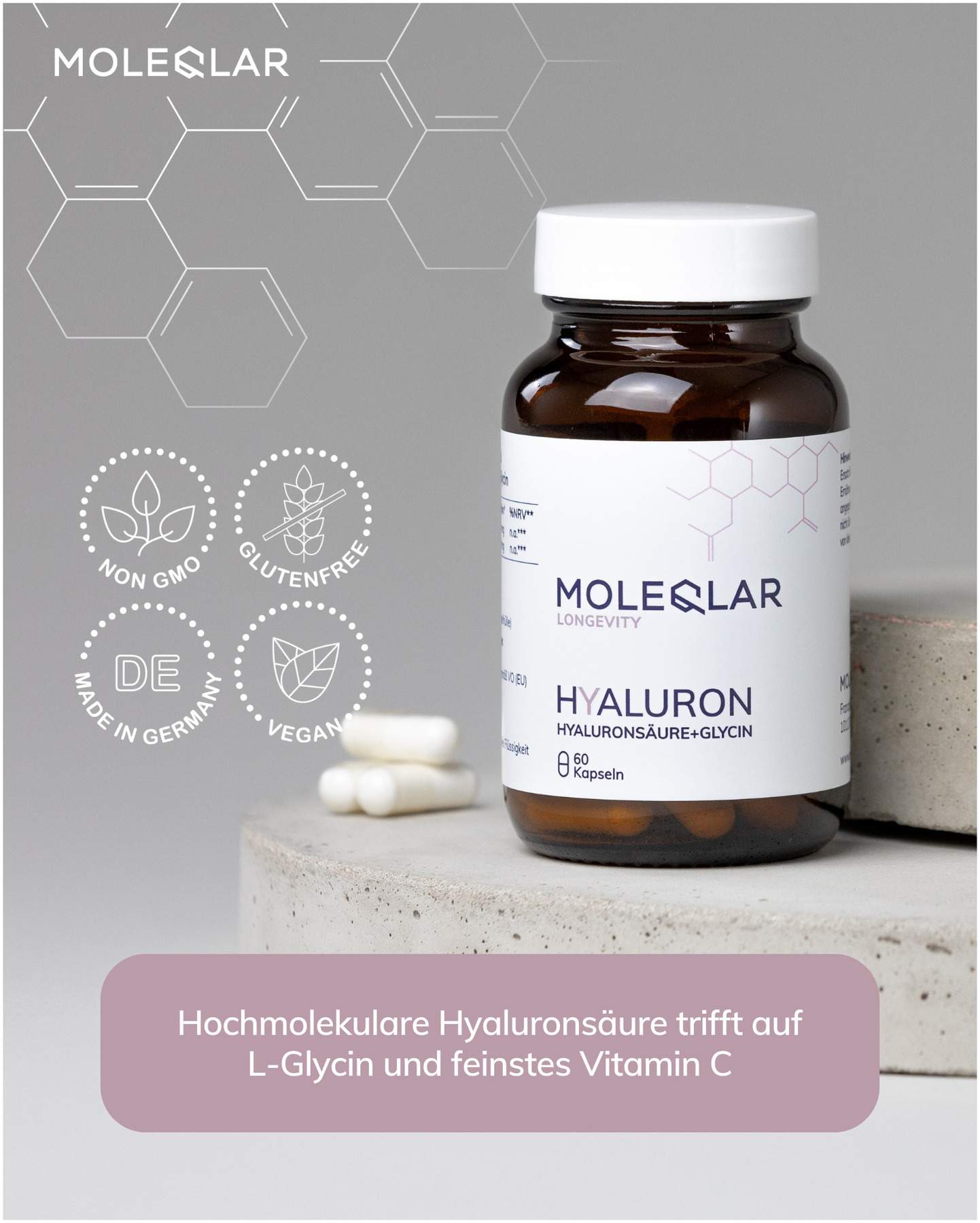 MoleQlar Longevity Hyaluron 60 Kapseln