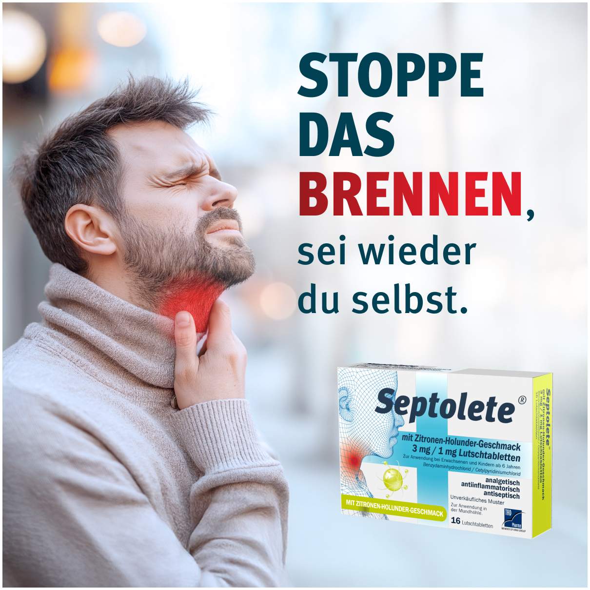Septolete Zitronen-Holunder Geschmack 3 mg - 1mg 16 Lutschtabletten
