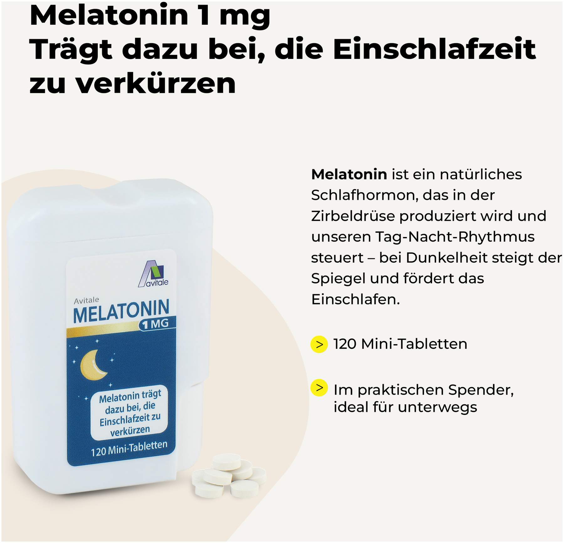 Melatonin 1 mg im Spender 120 Mini-Tabletten