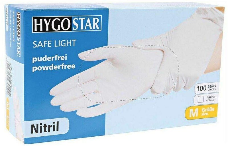 Nitrilhandschuhe Safe Light M weiß, Puderfrei, 100 Stück