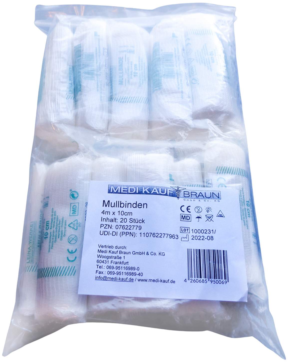 Mullbinden 10 cm X 4 M 20 Stück
