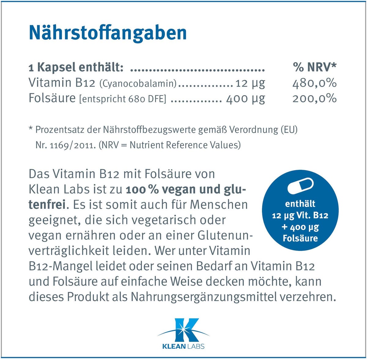 Vitamin B12 + Folsäure Kapseln