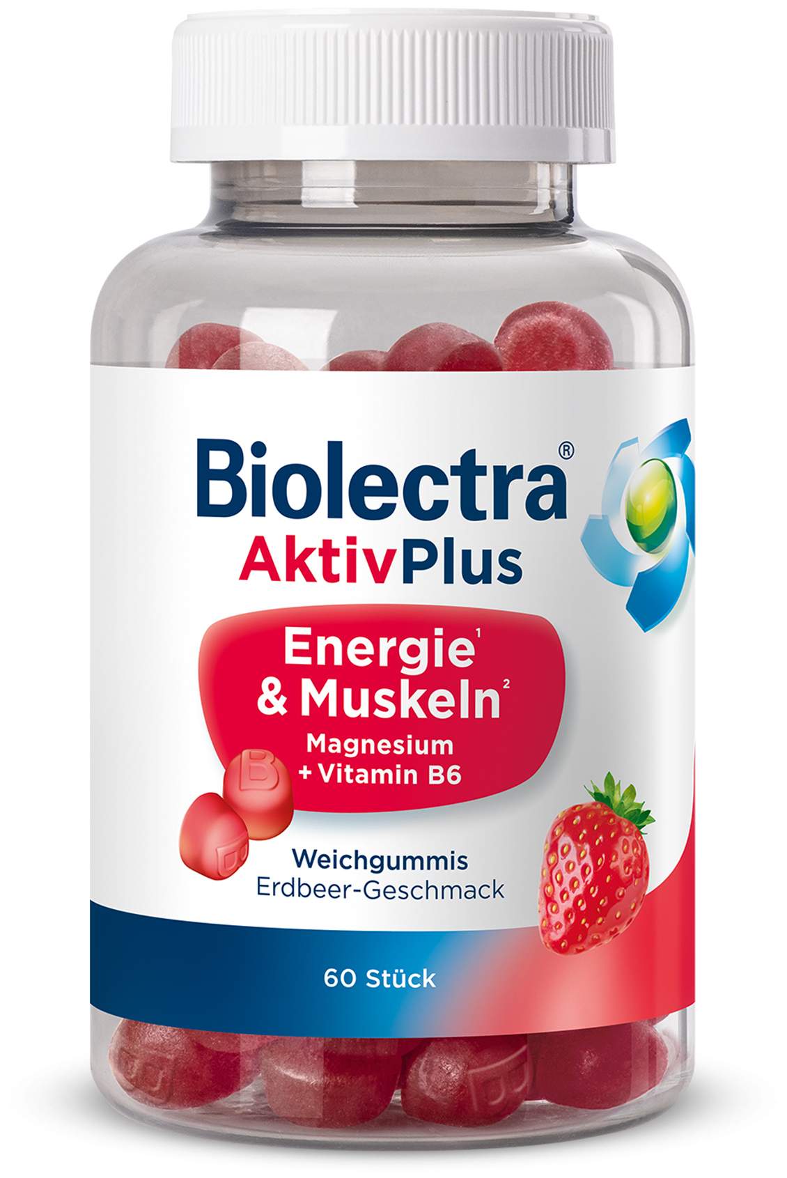 Biolectra AktivPlus Energie & Muskeln Erdbeere 60 Weichgummis