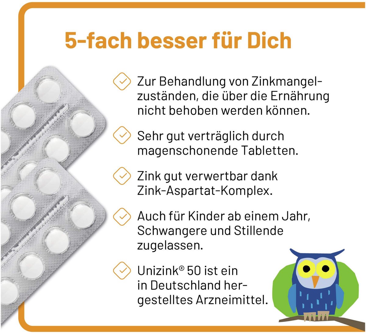 Unizink 50 magensaftresistente Tabletten 100 Stück