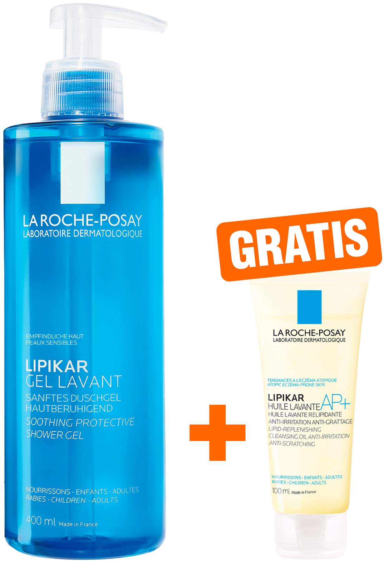 La Roche Posay Lipikar Gel Lavant 400 ml + gratis Roche Posay Lipikar Dusch- und Badeöl AP+ 100 ml