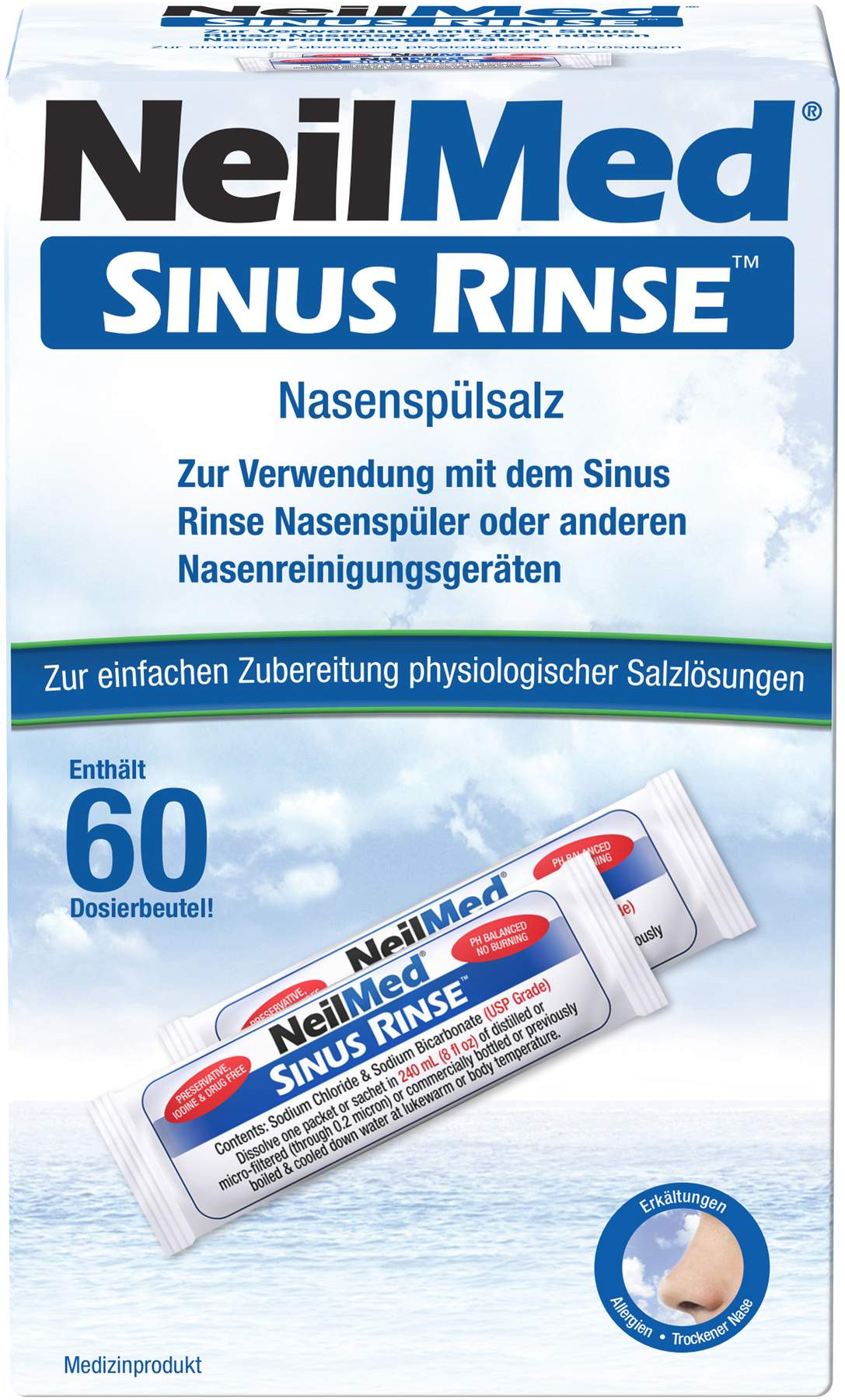 Neilmed Sinus Rinse Nasendusche + Nasenspülsalz 60 Dosierbeutel